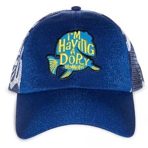 NWT Disney Finding Nemo I'm Having a Dory Moment Baseball Cap Trucker Hat - Blue